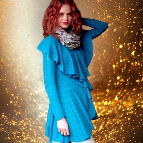 $198 Anthropologie Vintage Ridged Ruffles Cardi Small Skirted Sweater LeifNotes